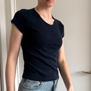 Brandy Melville navy Fitted Short Sleeve Tee